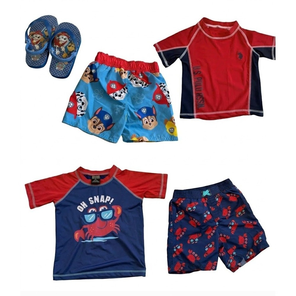 U.S. Polo Assn. Swim Bundle Paw Patrol Crab Rash Guards Trunks Boys 2T